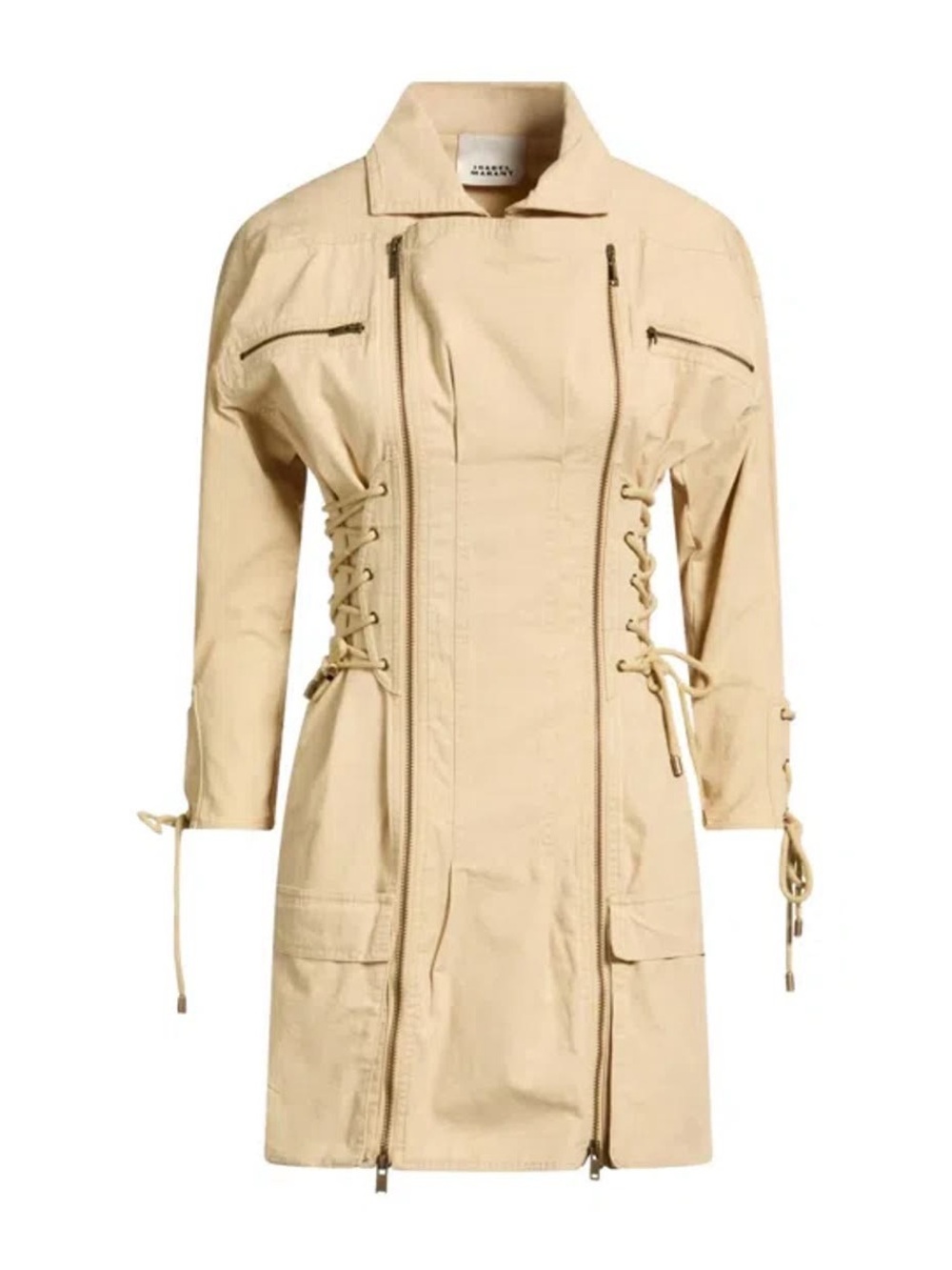 Isabel Marant Izarra Lace-Up Utility Mini Dress Ecru 34 XS Like New